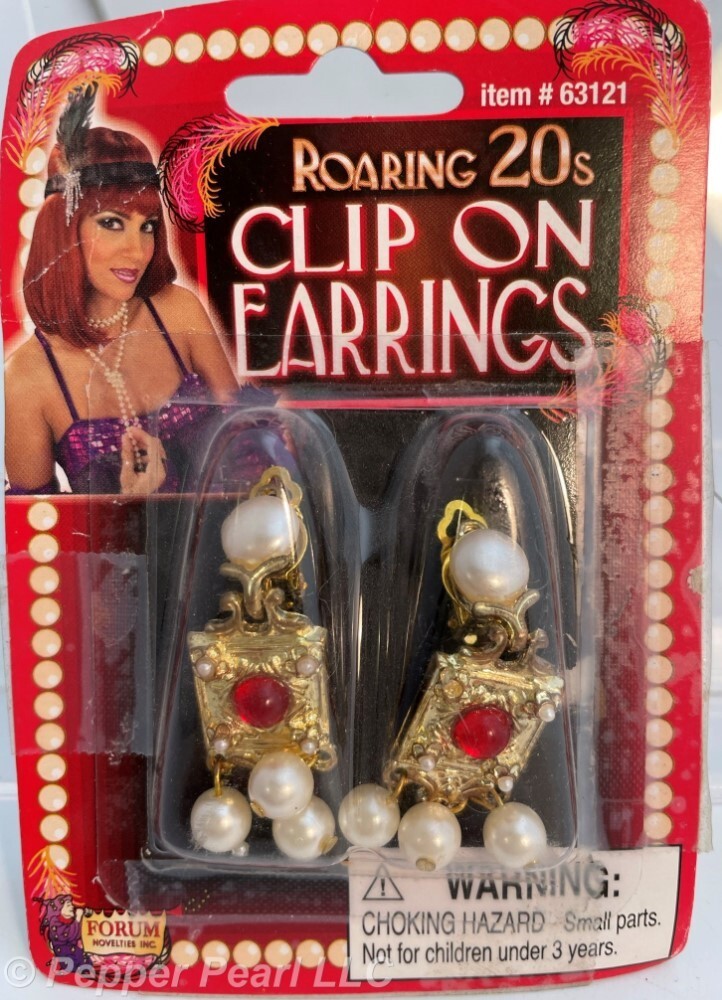 Roaring 20's Clip On Earrings for Halloween, theatre, cosplay