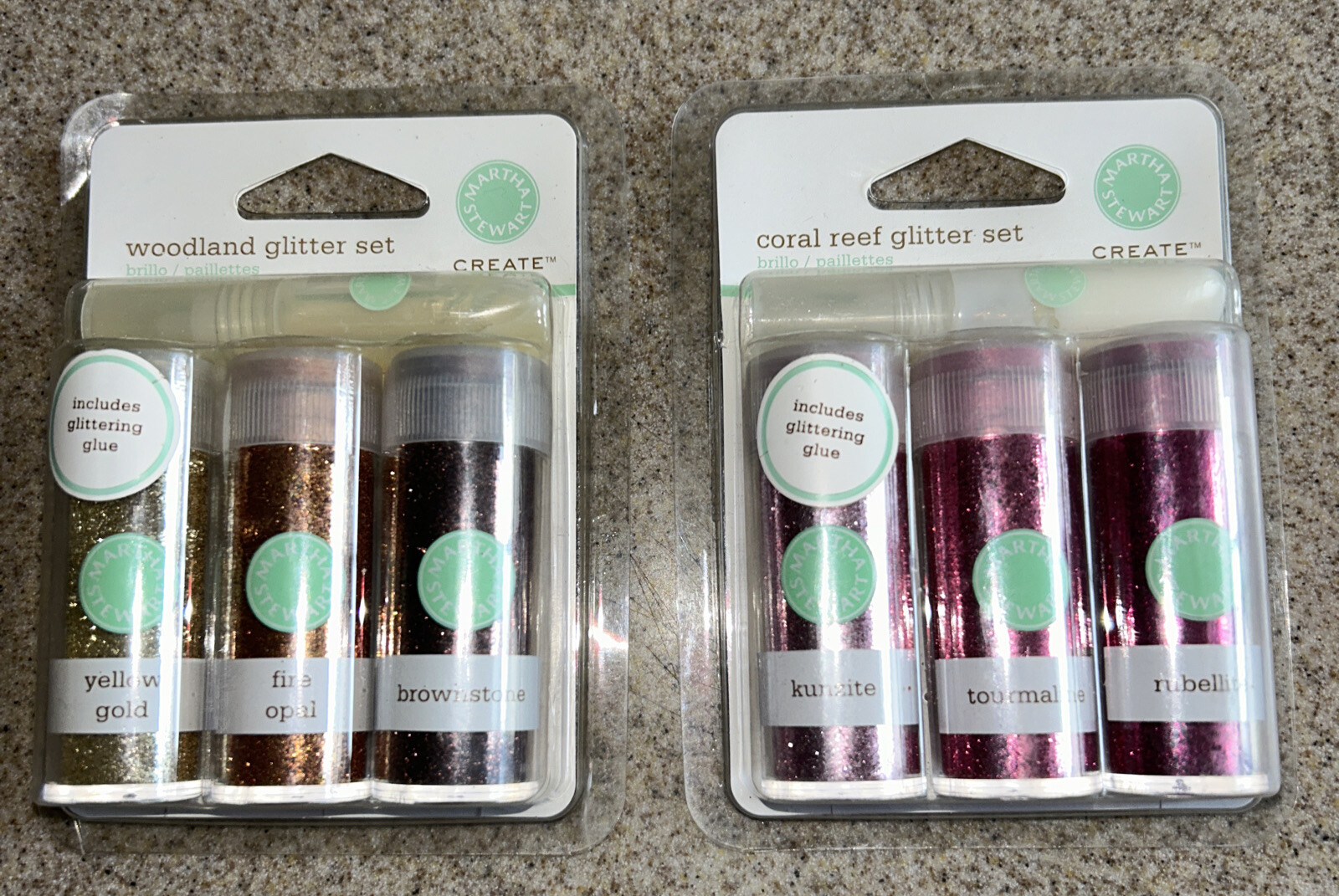 New Martha Stewart  Coral Reef & Woodland Glitter Glittering Sets Factory Sealed