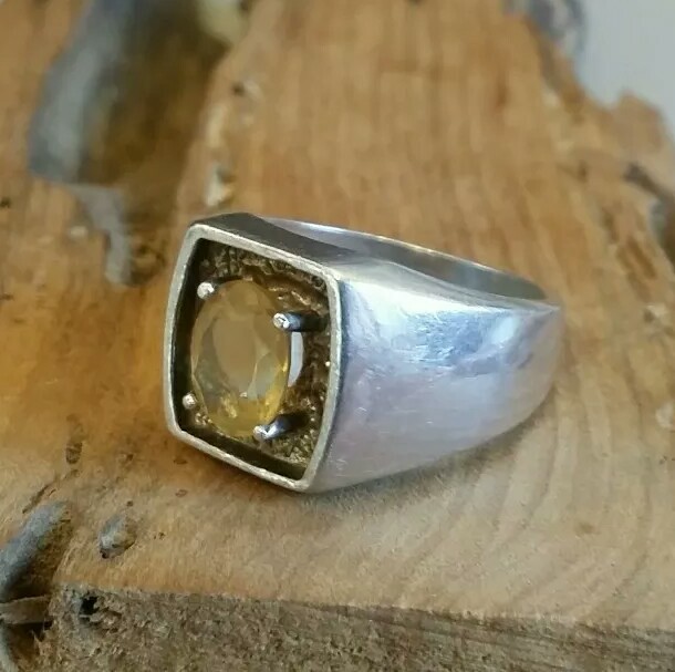 925 Men's Solitaire Topaz Smoke SILVER RING