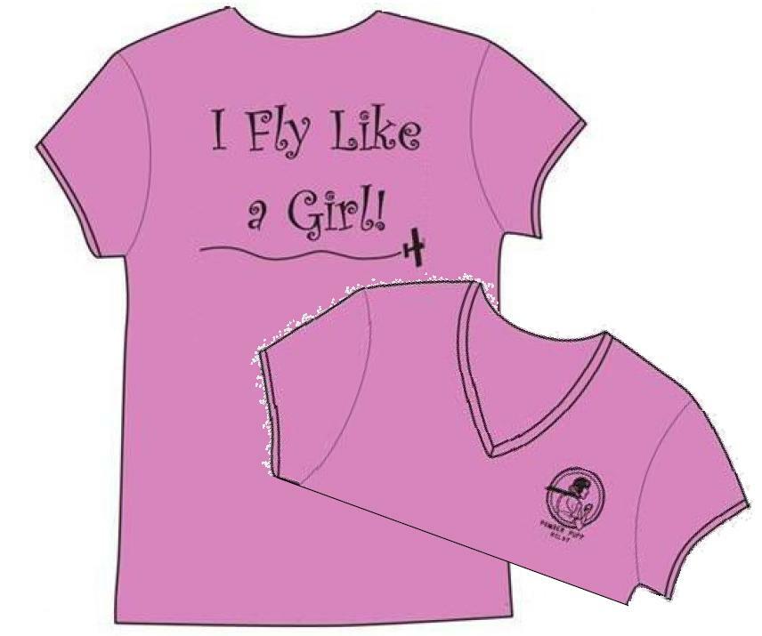 Aviatrix Women’s S T-Shirt, “I Fly Like a Girl”, bright pink, 100% cotton