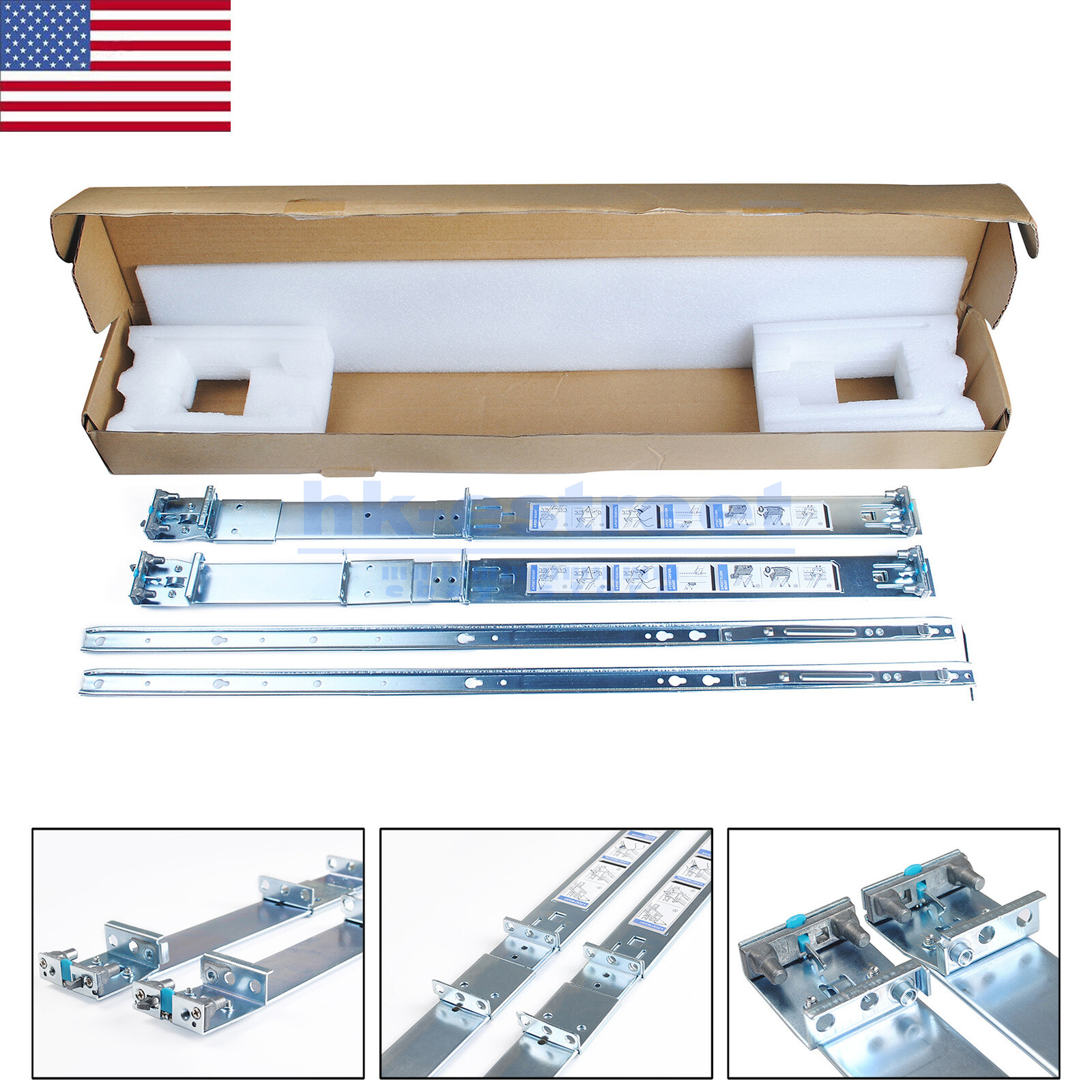 Static Rail Kit 053D7M for Dell R230 R320 R330 R340 R410 R420 R430 R440 R450
