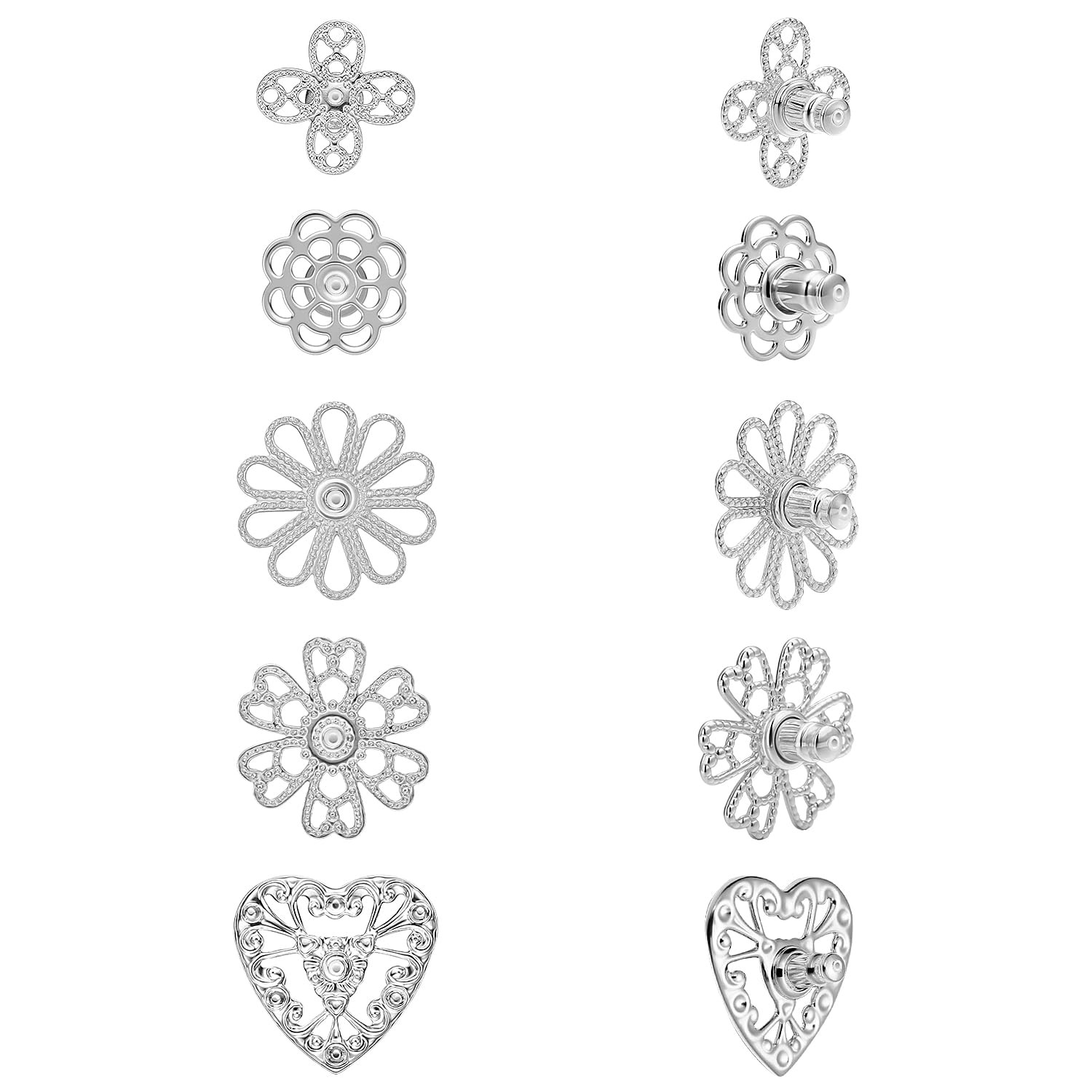 Heavy Duty Earring Supports for Droopy Ears - 5 Pairs Secure Locking Backs An...