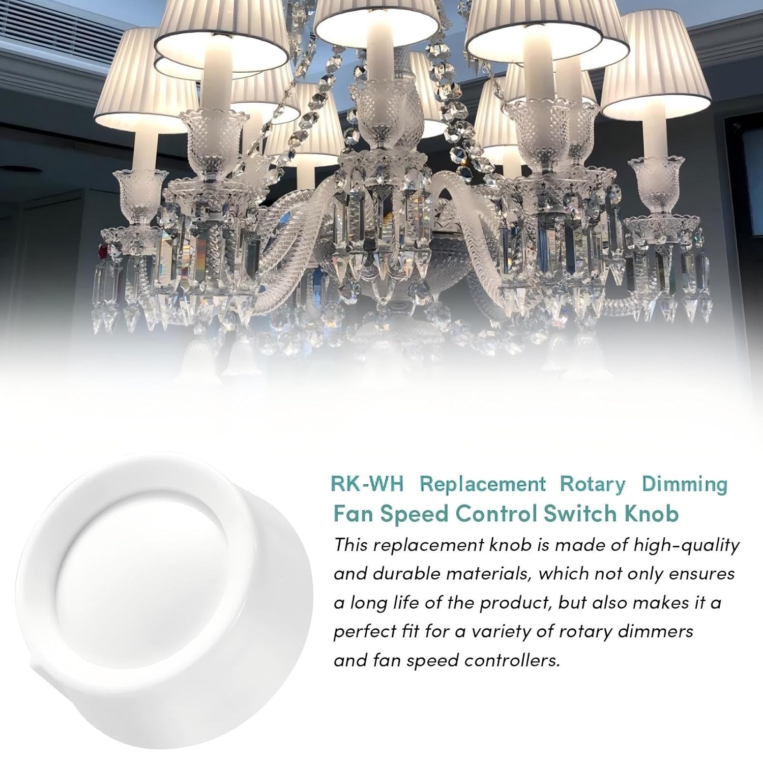 Durable White Rotary Dimmer Knobs - 2 Pack, Perfect for Home Lighting Control