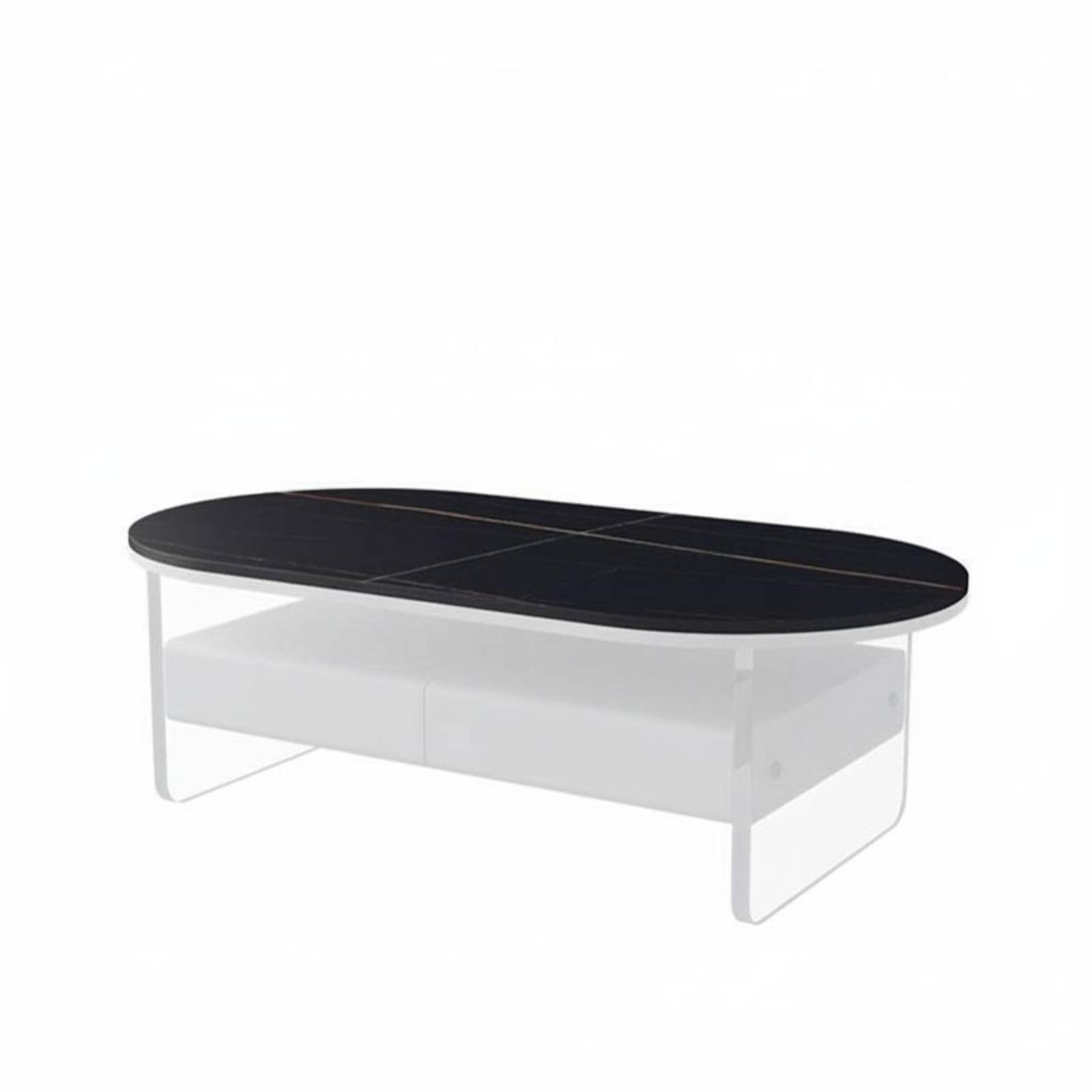 dual-level Oval Table with Acrylic Legs Minimalist design 2-Tier Oval Coffee