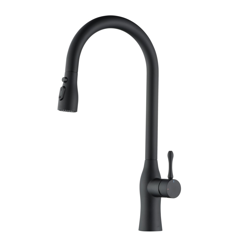 Pull-Down Single Handle Kitchen Faucet in Matte Black DJYC