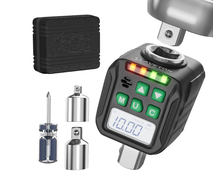 Kit de torque digital 1/2" con adaptadores 1/4" y 3/8", para auto y moto. Nuevo