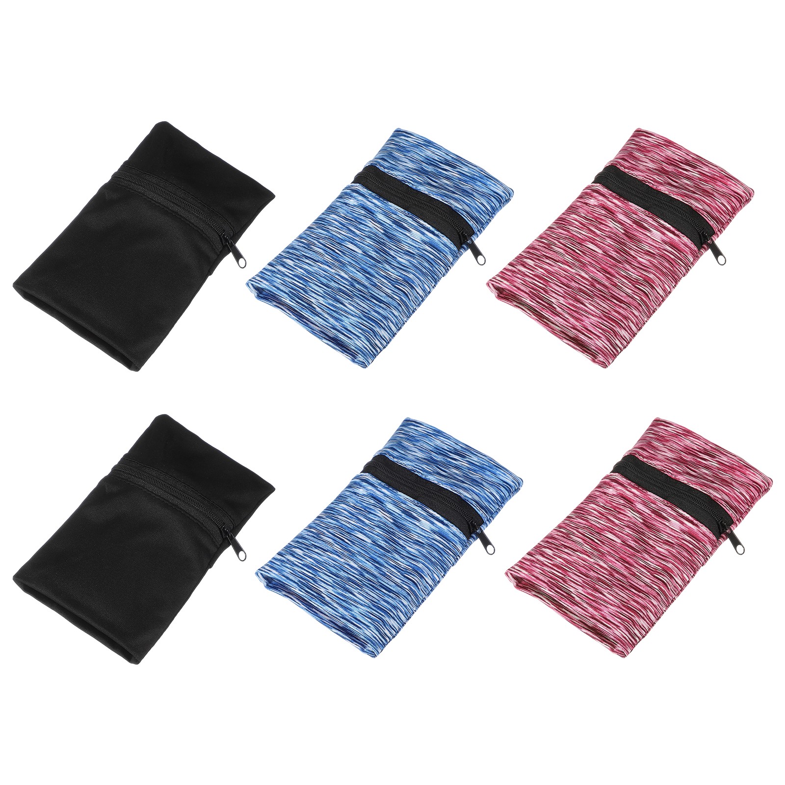 Wrist Pouch, 6 Pack & 6 x 4 Inch & Black/Blue/Pink