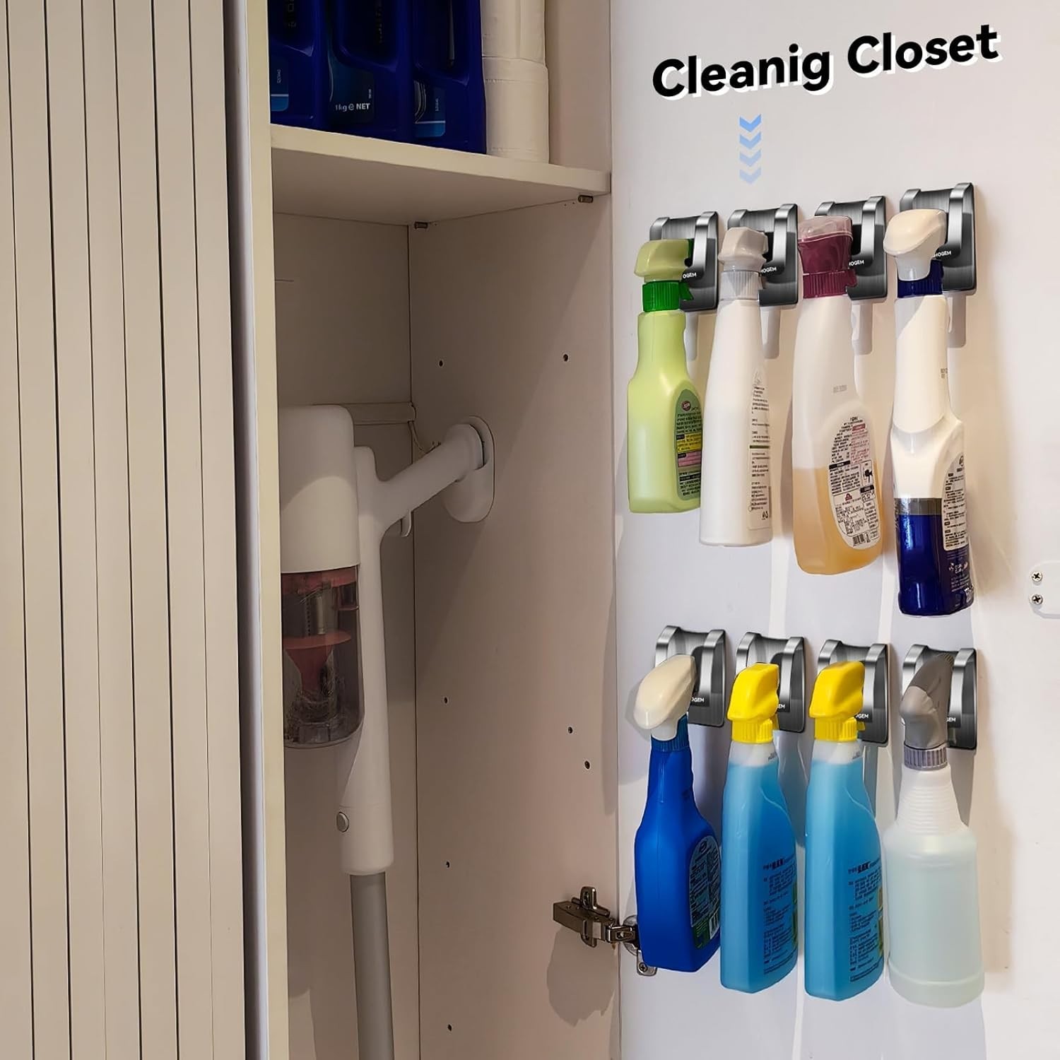 Rust-Resistant Spray Bottle Hanger - Adhesive Wall Mount for Kitchen & Bath
