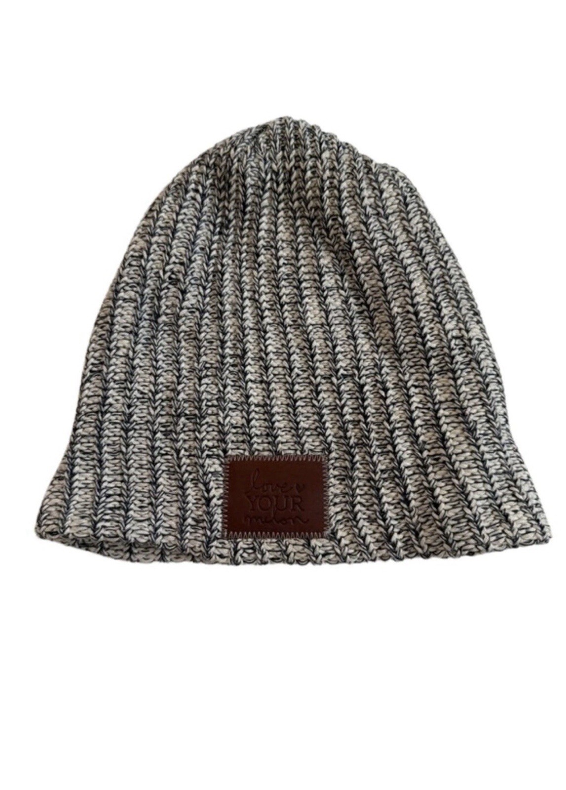 Love Your Melon Gray Ribbed Knit Beanie Hat 100% Cotton made in USA