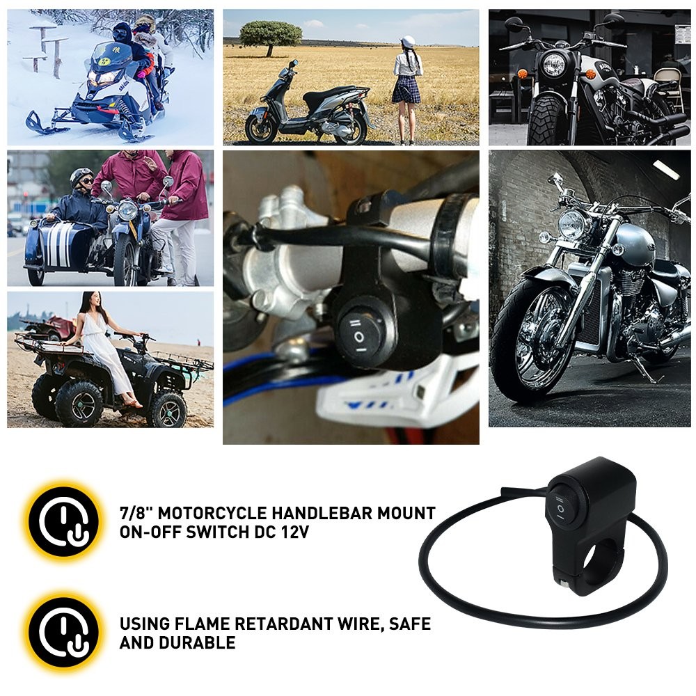 waterproof 7/8" Toggle Handlebar Switch On Off Switch For DC12V ATV Motorcycle