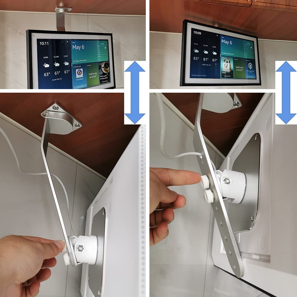 Silver Under-Cabinet Mount for Echo Show 15 Ceiling Mount Bracket 026-02