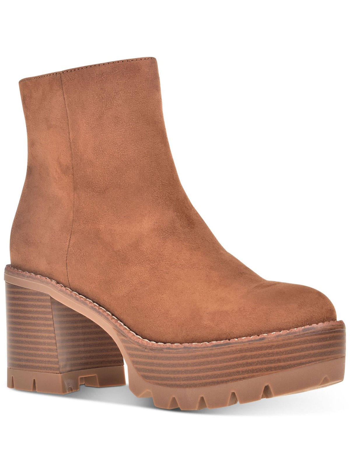 WILD PAIR Womens Brown 1-1/2" Platform Margoee Toe Stacked Heel Booties 10 M