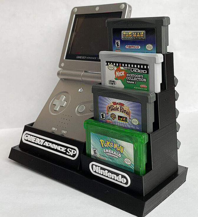 Game Boy Advance SP & 9 Game Cartridges Display- DISPLAY ONLY (Customize Colors)