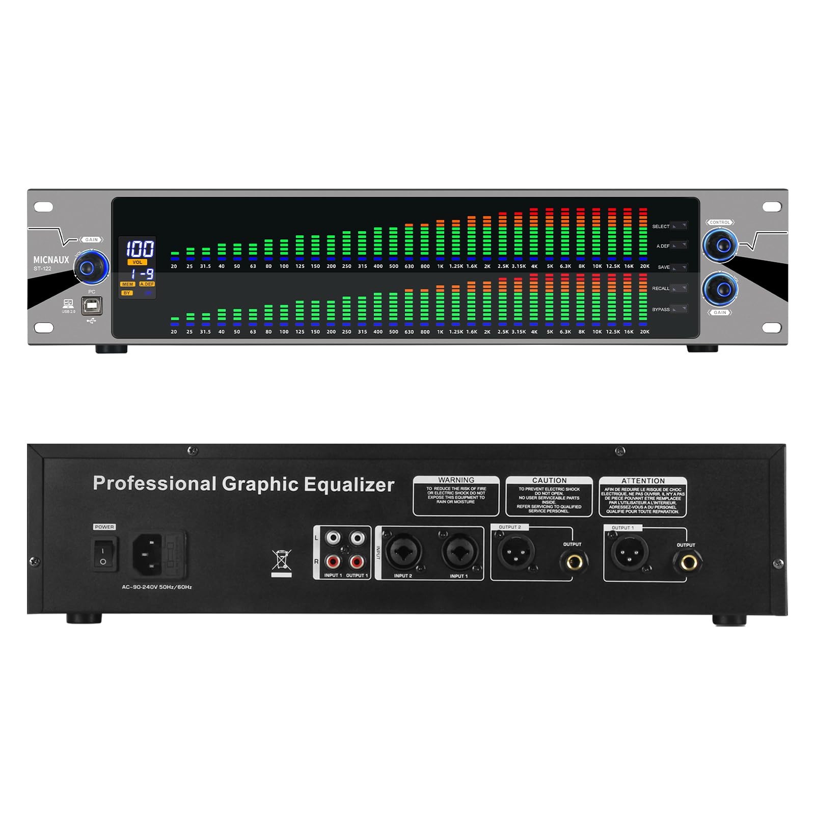 31-Band Digital Equalizer Home Stereo Audio System Dual Channel Graphic Music EQ