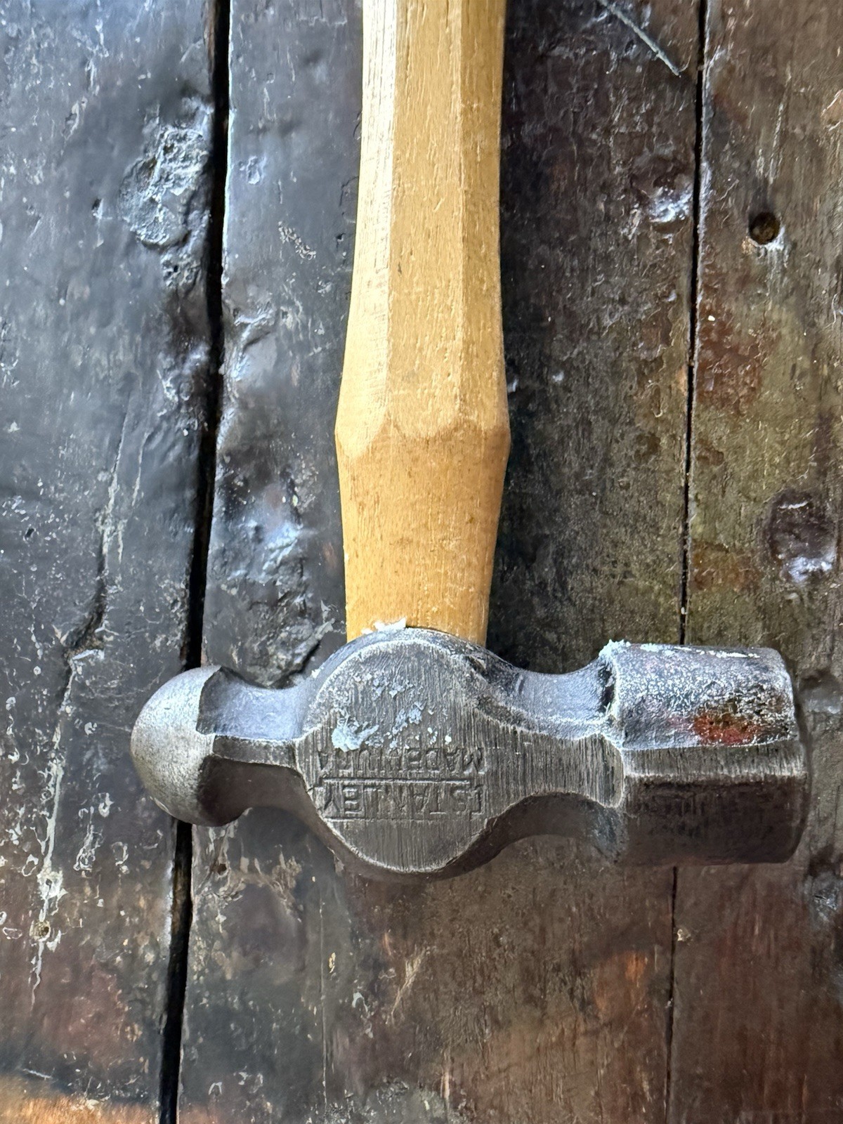 Vintage Stanley Mini Ball Peen Hammer Blue Ribbon Octagonal Handle USA 9