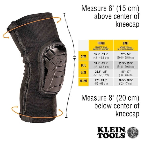 Klein Tools 60629 Tough-Flex Knee Pad Sleeve M/L, 2-Pair