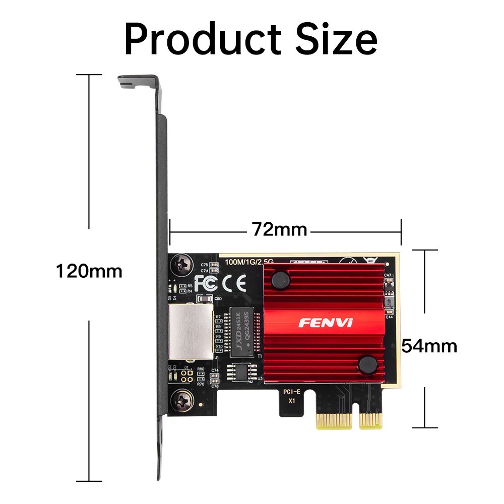 2.5Gbps PCIe Network Adapter Realtek RTL8125B Chip Multi-Gigabit Ethernet Card