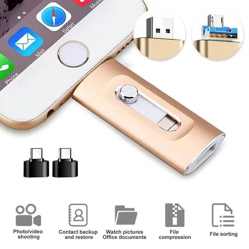 4in1 Flash Drive High Speed USB Memory Storage Photo Stick for iPhone AndroId