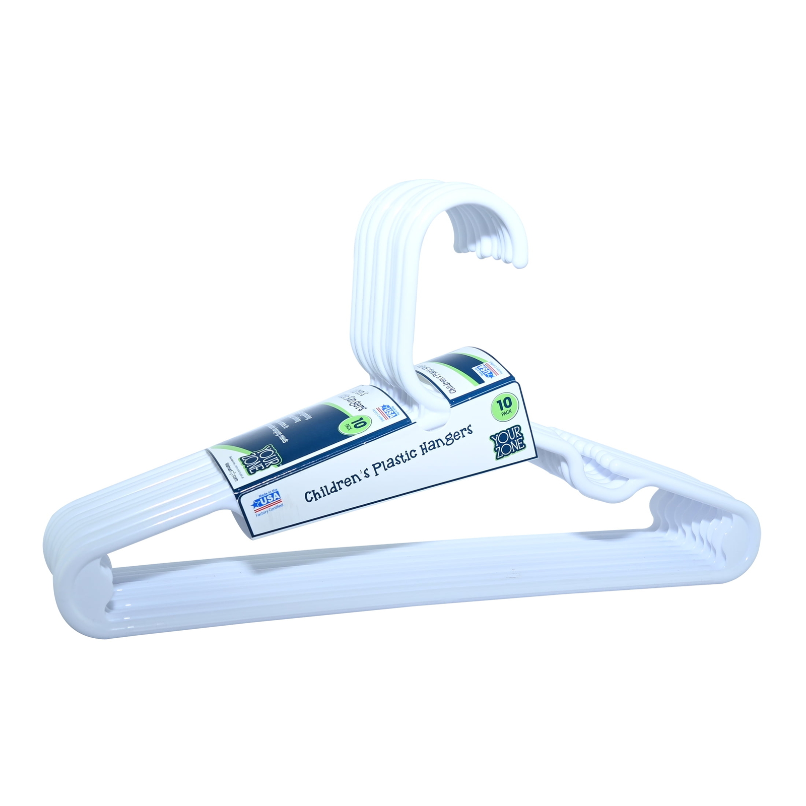 (10 pack) Children's Plastic Clothing Hangers, 10 Pack, White