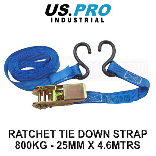 US PRO Tools Ratchet Strap Tie Down 4.6m x 25mm Load 800kg 9149