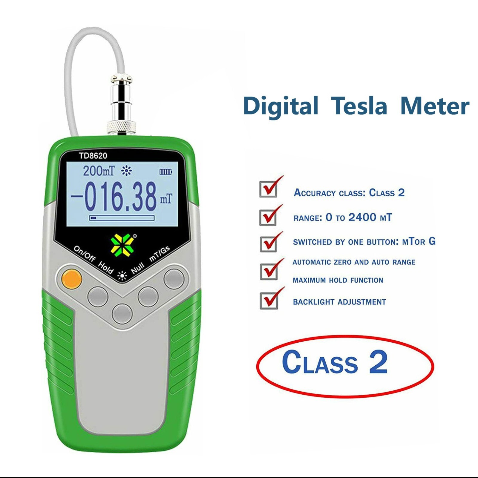 Digital Tesla Meter Gauss Meter Surface Magnetic Field Meter Tester 2% Accuracy
