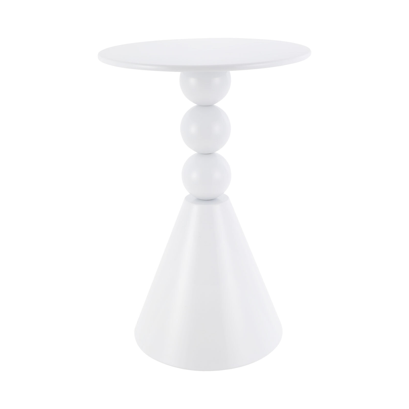 Round Side Table Modern Small End Table Cream Pedestal Circle Accent Table Metal