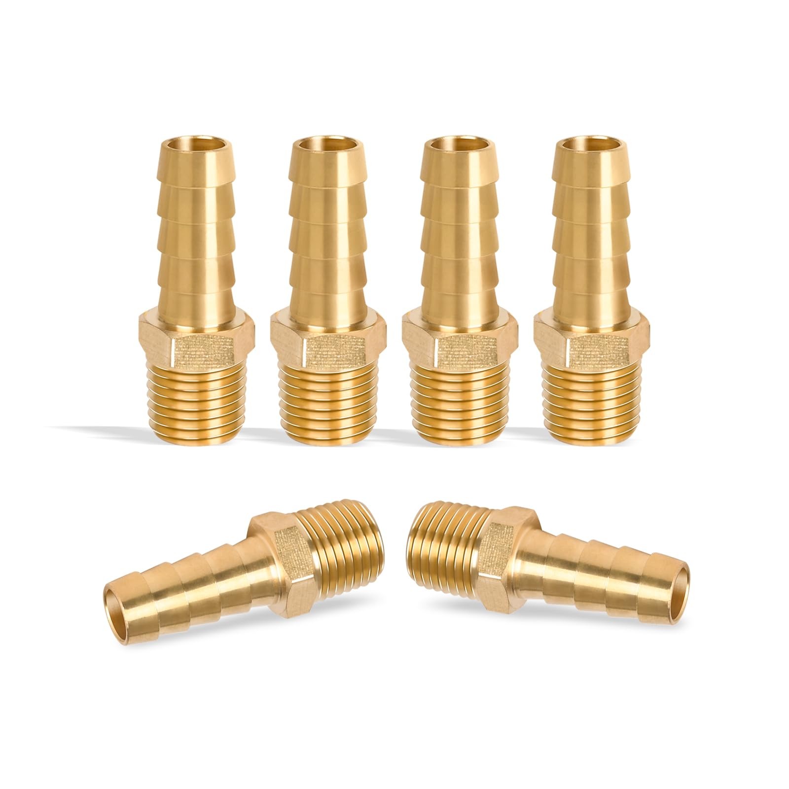 Dmikcav 6 Pcs Brass Hose Fittings, 1/4 NPT to 3/8 Barb, Barbed Hose Fittings,...
