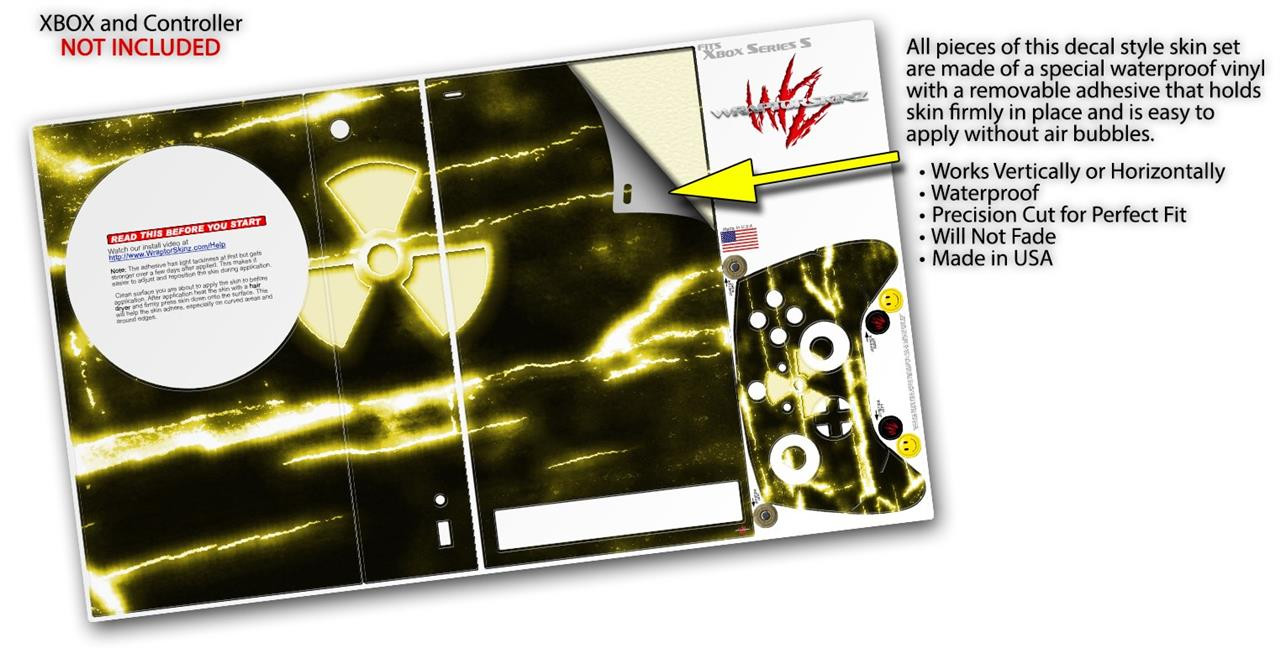 Skin Wrap for XBOX Series S Console Controller Radioactive Yellow