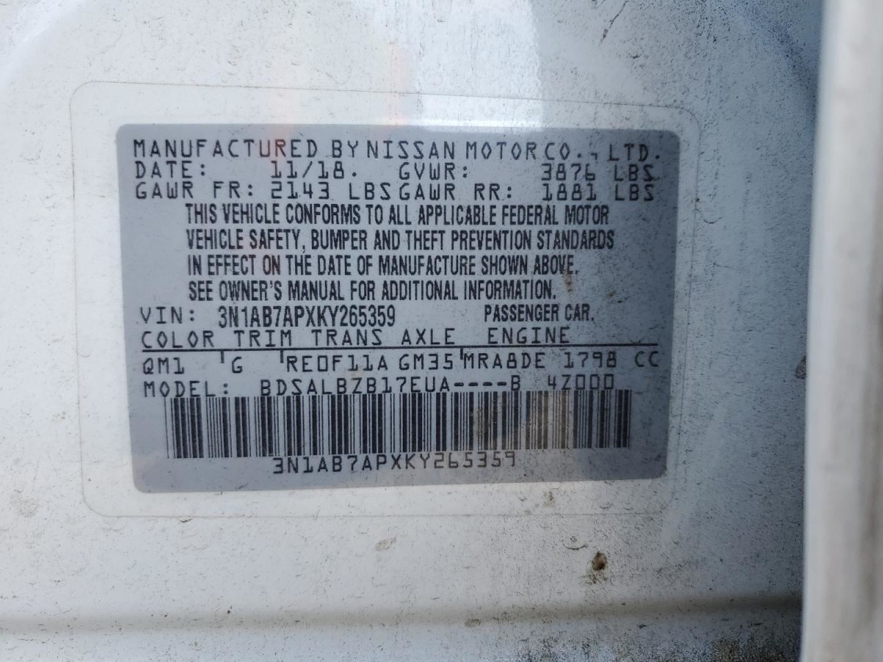 SENTRA 2019 Glove Box 4747253