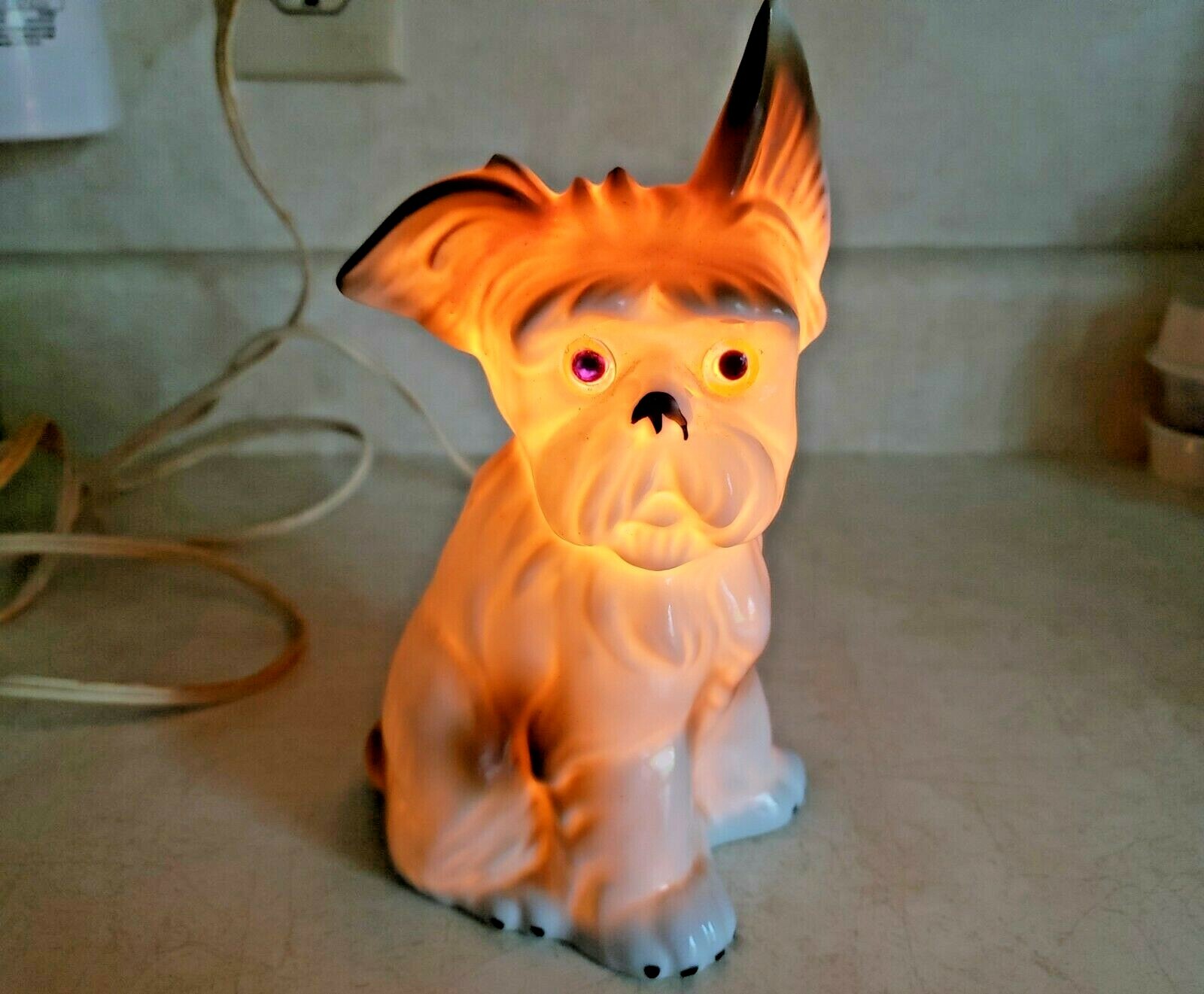 Perfume Lamp Night Light TERREIR DOG Art Deco German Porcelain c1930s