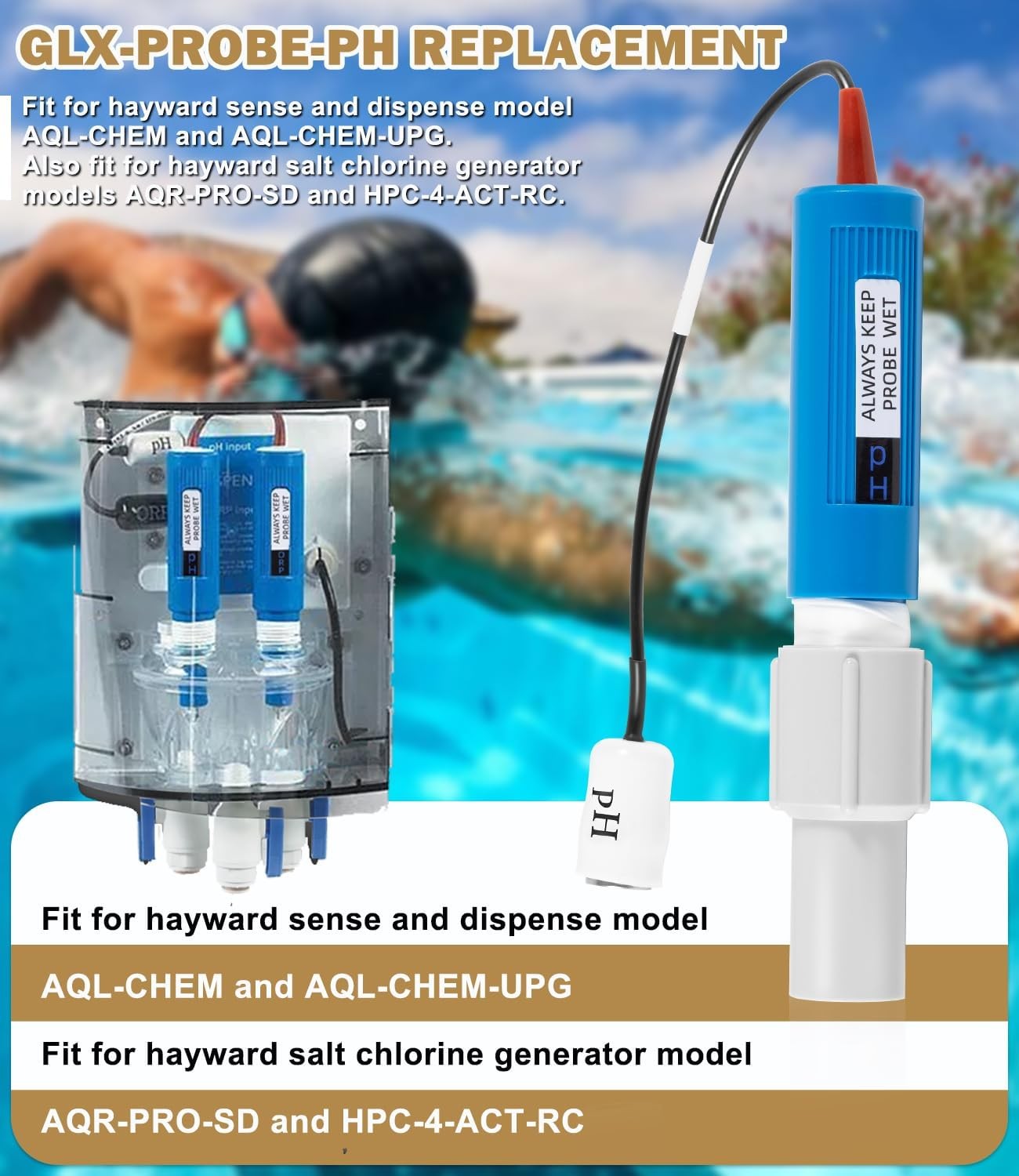REPLACEMENT FOR HAYWARD SENSE & DISPENSE PH PROBE GLX-PROBE-PH