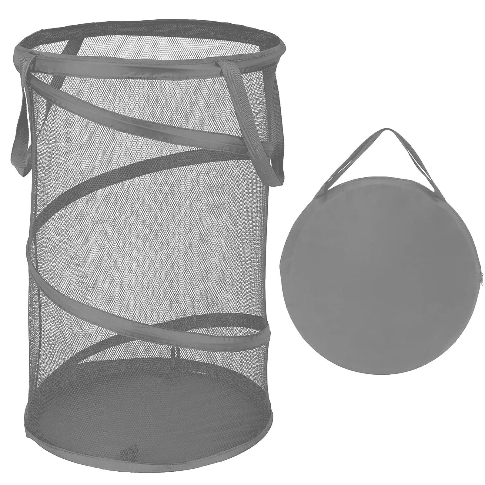 BATTOO Collapsible Laundry Baskets, Foldable Mesh Pop Up 13 x 23.7 inch, Grey