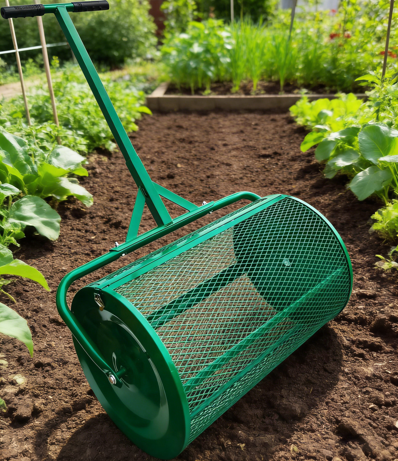 24 Inch Compost Peat Moss Spreader Roller Dressing Lawn and Garden Spreader