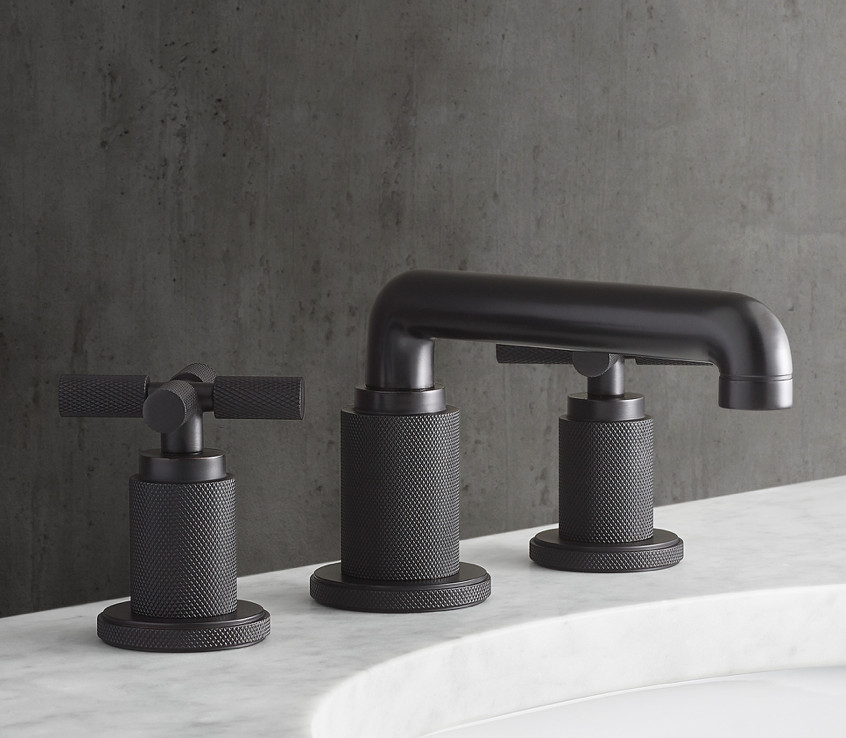 Restoration Hardware LAMBETH KNURLED CROSS-HANDLE LOW-PROFILE WIDESPREAD FAUCET