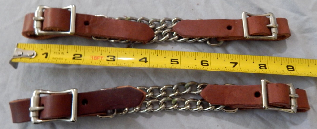 Double Flat Link Chain Curb Strap Heavy Cowhide Brand New