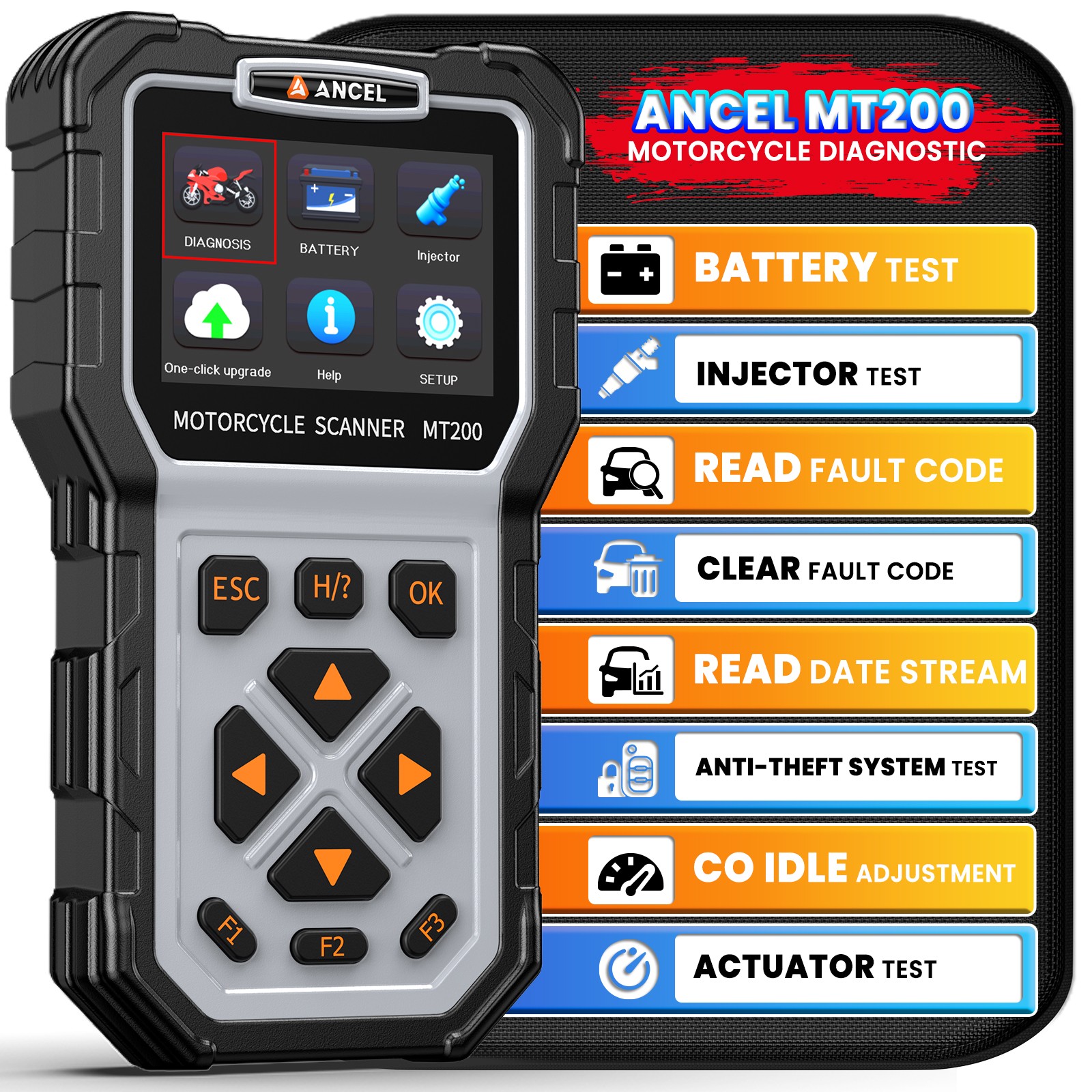 ANCEL MT200 ATV UTV Motorcycle Diagnostic Tool Motor Scan Anti-theft System Test