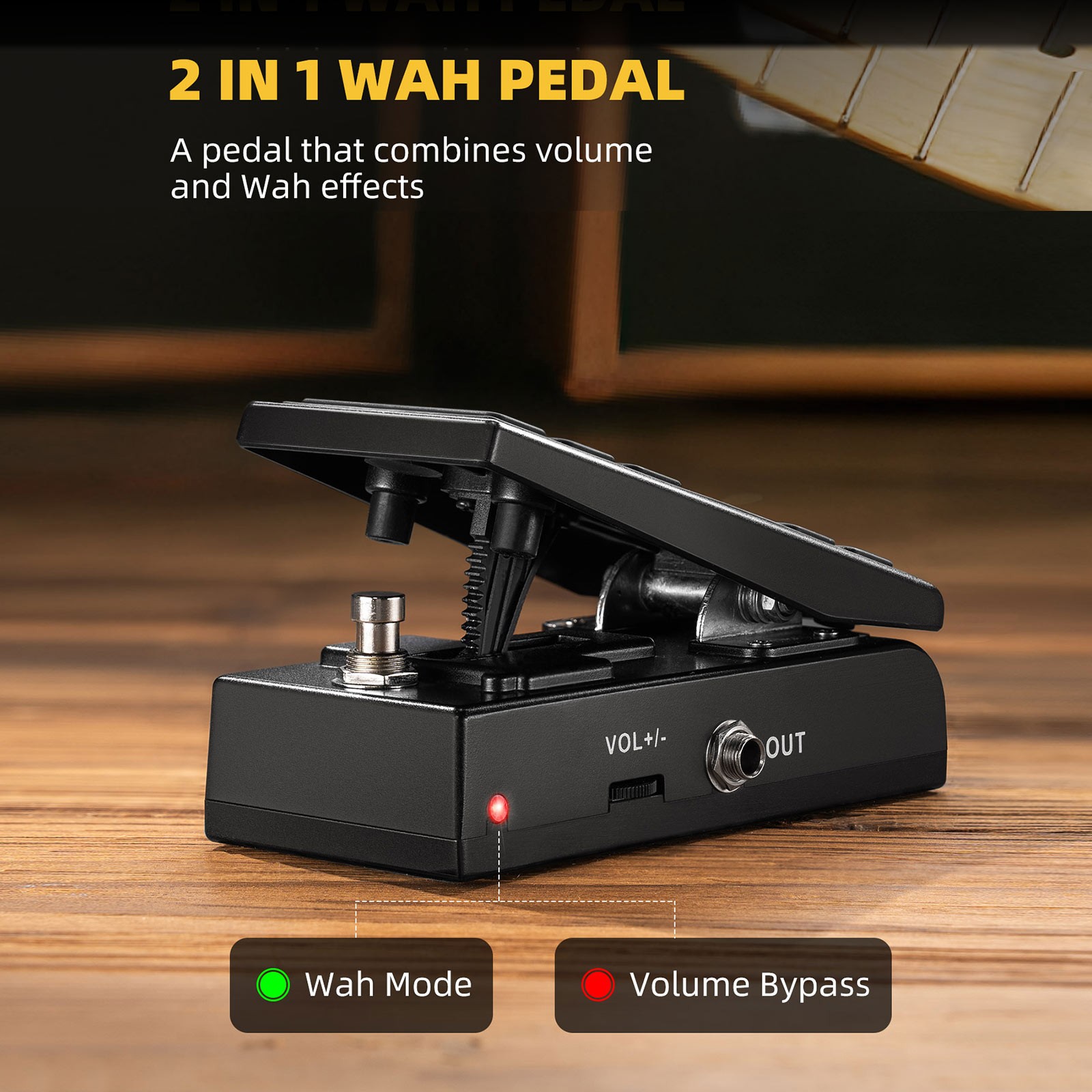 LEKATO Guitar Wah Volume Pedal Active Volume Mute Control Foot Pedal Analog US