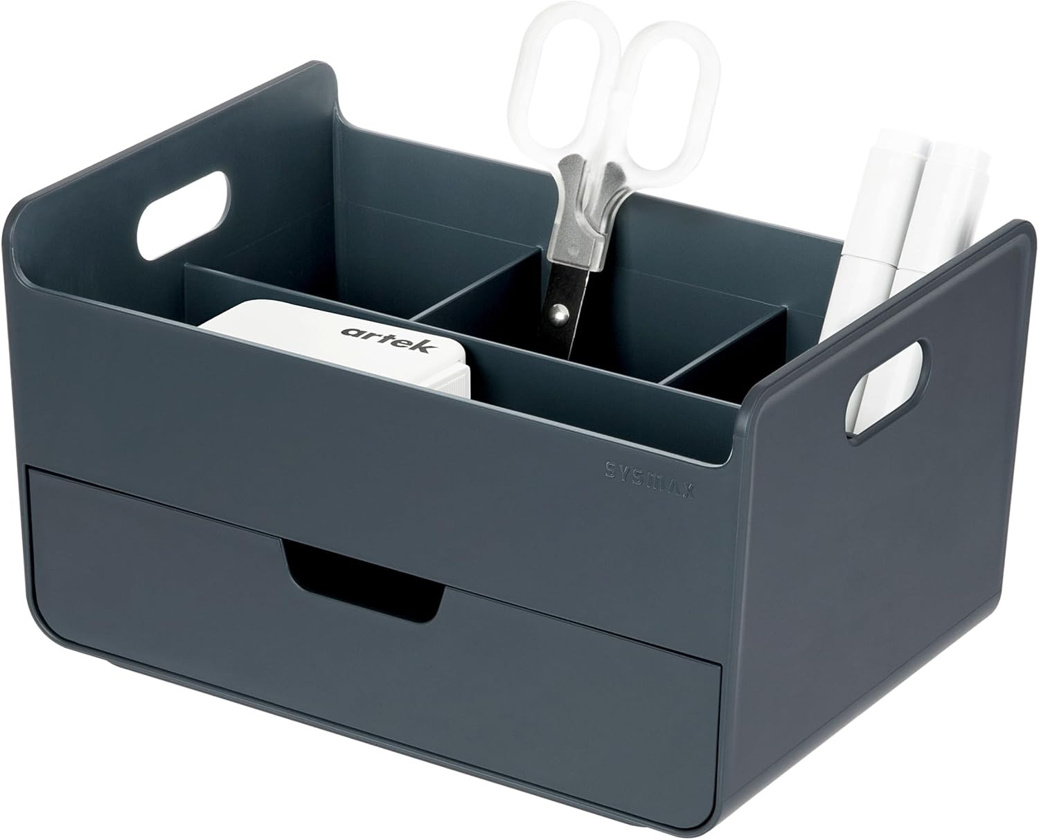 Portable Desk Organizer – Compact 3 Compartment, Half-Drawer Storage – Pen Holde