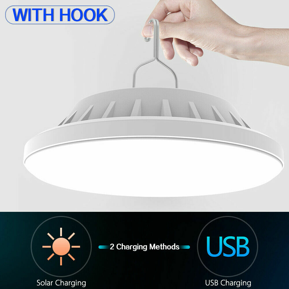 Solar/USB Rechargeable 120LED Camping Light Tent Flashlight Hiking Lantern Lamp