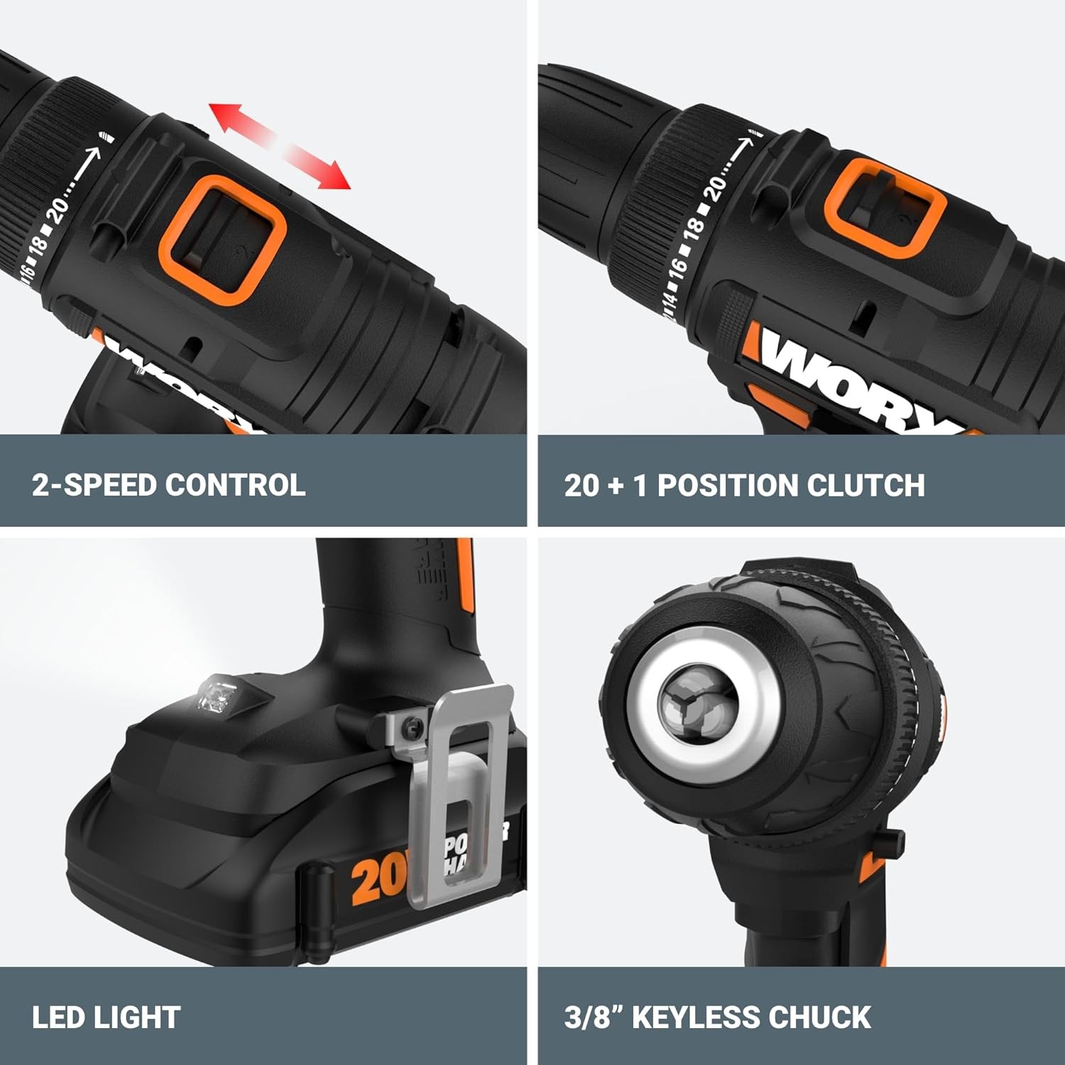 84pc 20V Cordless Drill Driver Variable 2-Speed, 265 In-Lbs Torque, Lightweight