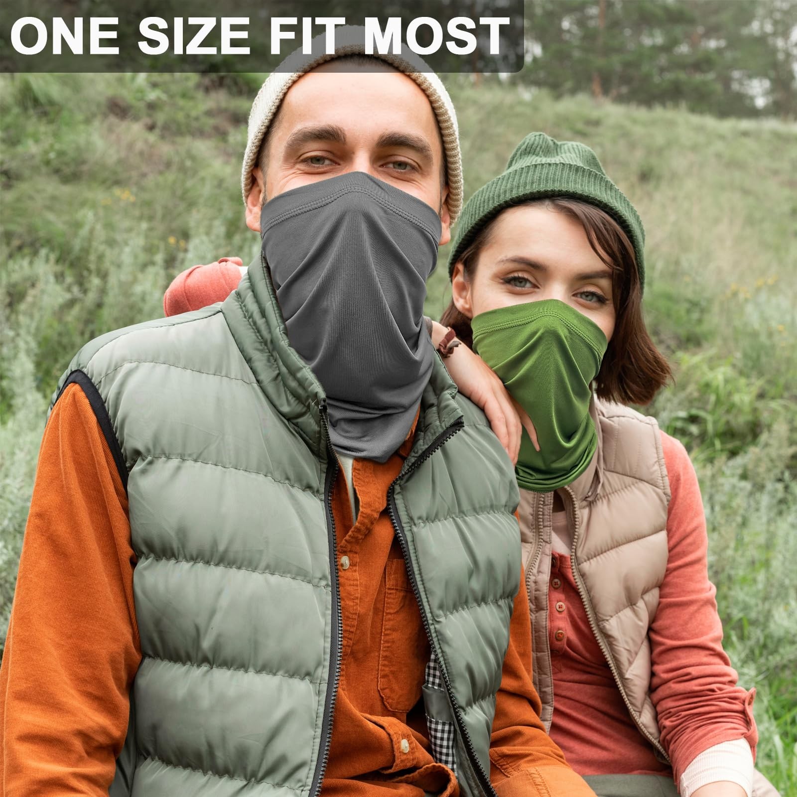 WOXVM 2 Pack Neck Gaiter Face Mask Breathable Sun Cooling One Size, Black