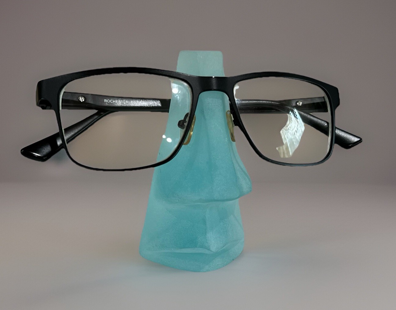 Eyeglasses Or Sunglasses Holder Stand Hand Made Frosted Glass 4”
