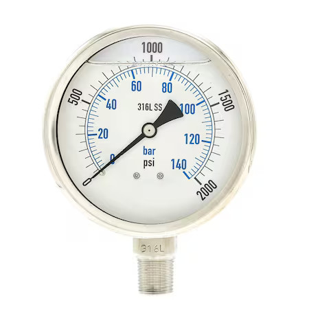 Pic Gauges Pro-301L-402O-01 Industrial Pressure Gauge,  0 To 2, 000 Psi,  4 In