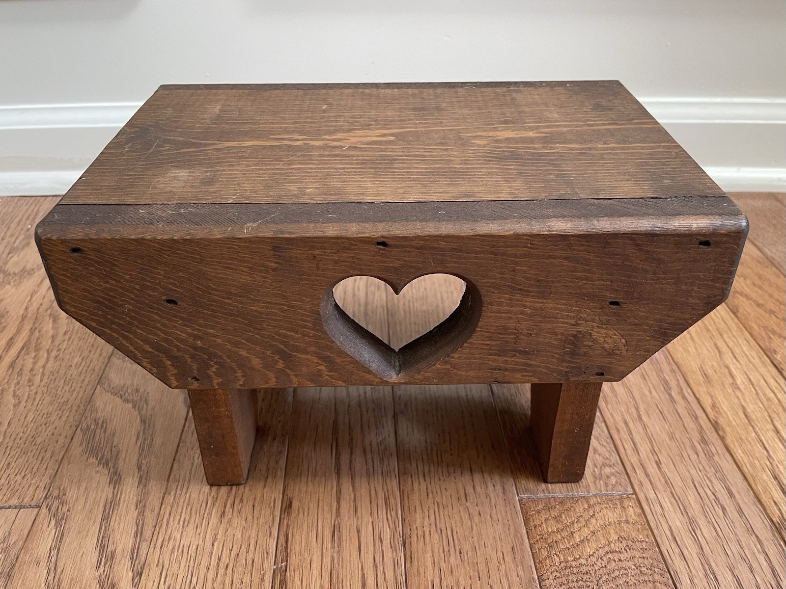 Rustic Step Stool Footstool Heart Cutout Cottagecore