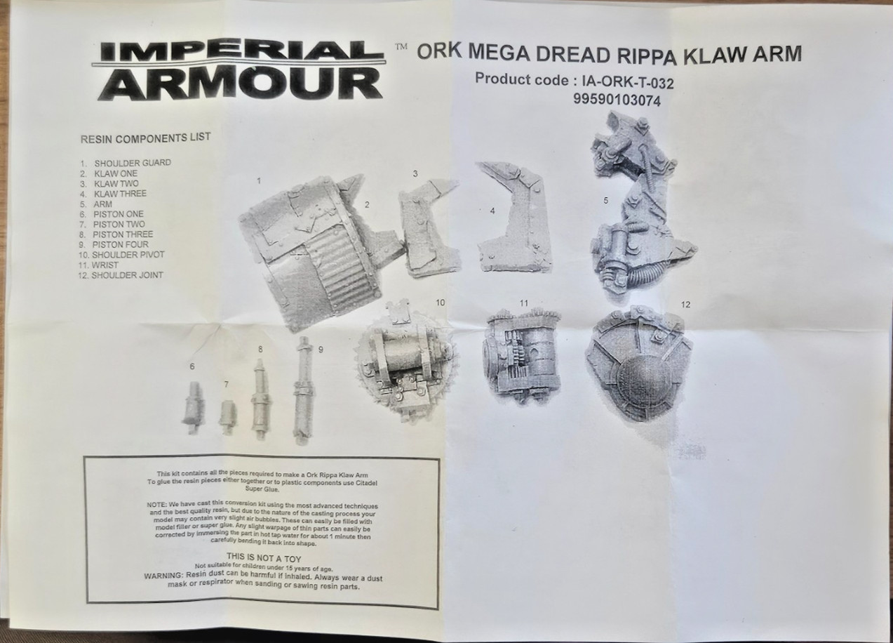 GW Warhammer 40k Forgeworld Orks Mega Dread Rippa Klaw Arm Upgrade OOP