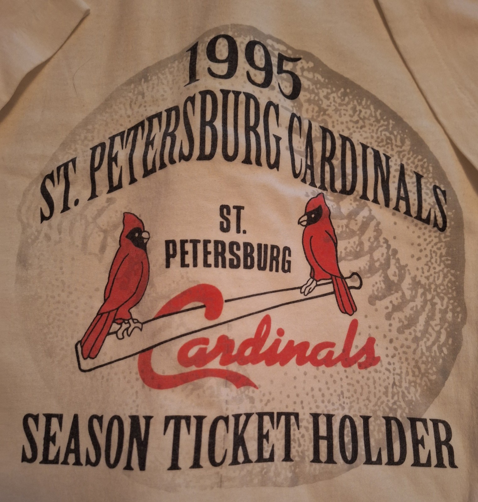 Rare Defunct ST. PETERSBURG CARDINALS SEASON TICKETHOLDER White XL HANES T-Shirt