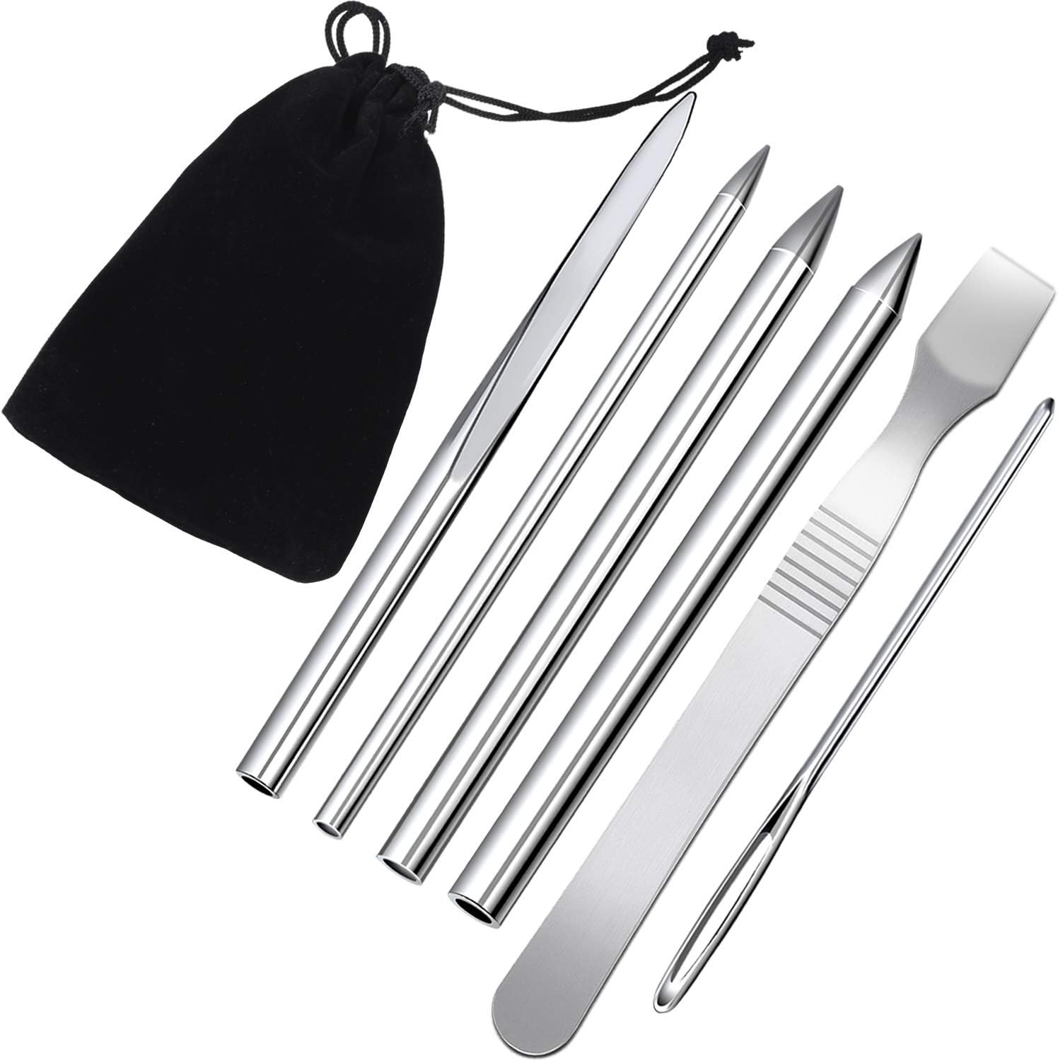 BBTO 6 Pieces Paracord Stitching Set 6 Sizes FID Lacing silvery