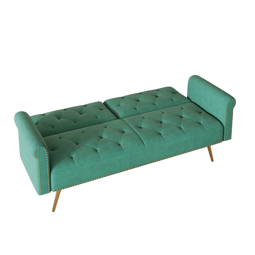 Convertible Sleeper Sofa Bed Velvet Loveseat 2 Seater Sofa Couch Folding Sofa GR