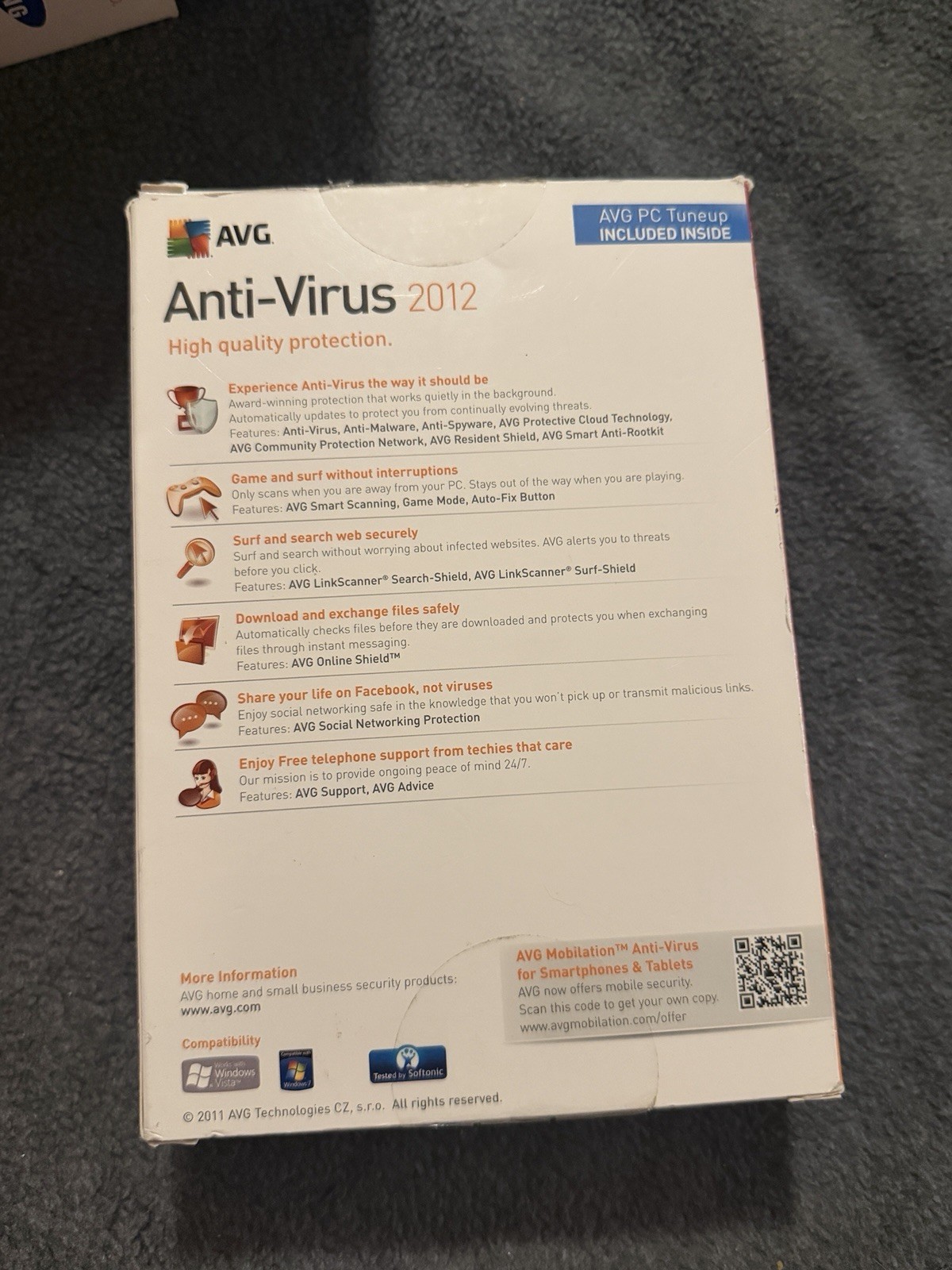 AVG Anti-Virus 2012 Antivirus Software CD for Windows 7/Vista/XP 3 PCs 1 Year