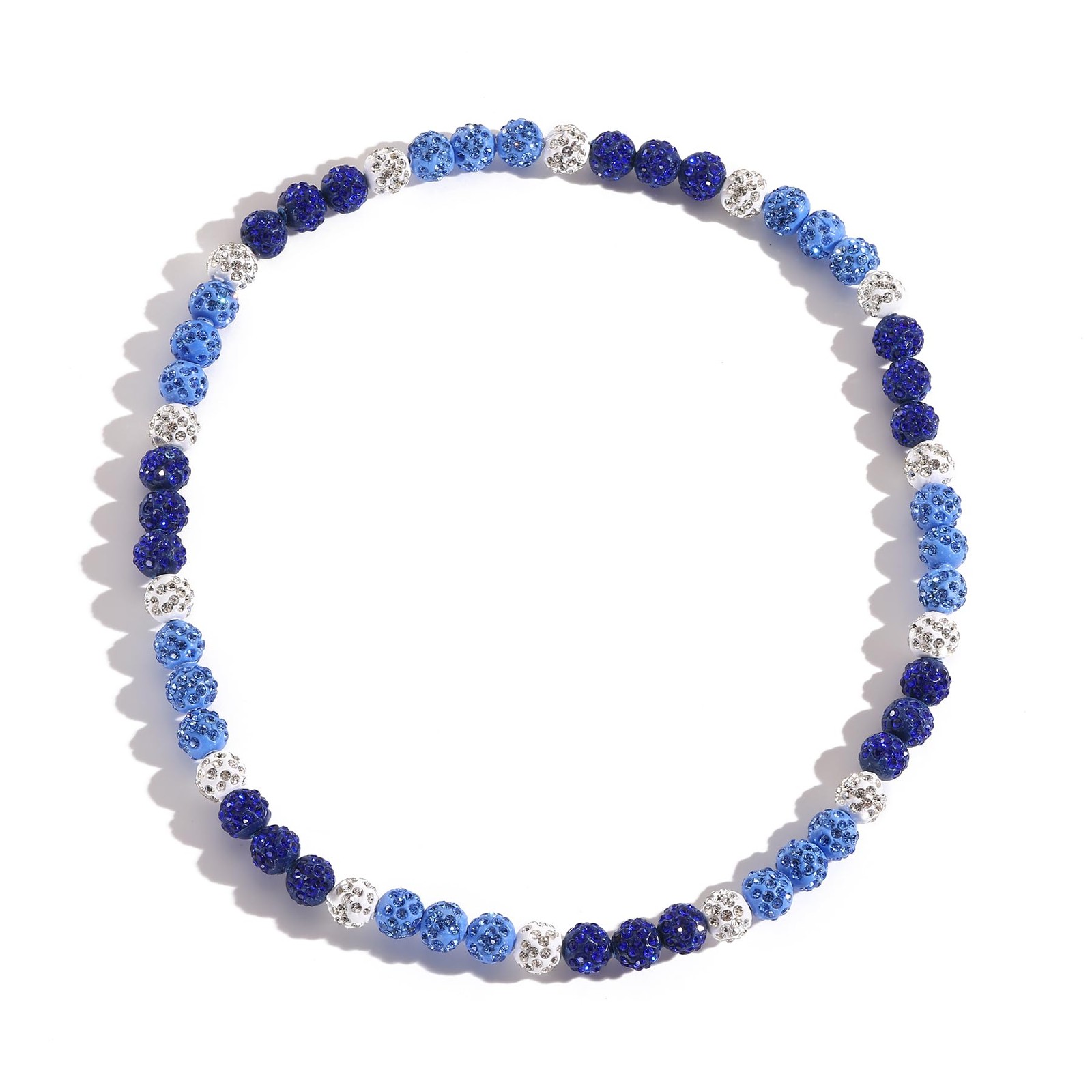 Xeyai Rhinestone Baseball Necklace for Men 20", White-Blue-Lightblue-20"